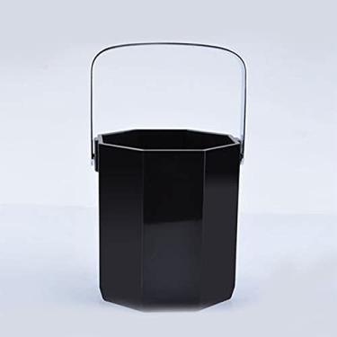 Imagem de GNHGDFFDF Balde de gelo octogonal preto doméstico balde de champanhe plástico bar de hotel bar utilitário balde de gelo balde de gelo