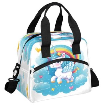 Imagem de Lancheira isolada para mulheres, homens, adultos, reutilizável, impermeável, à prova de vazamento, lancheira fofa animal, arco-íris, unicórnio, grande, refrigeradora, lancheira, bolsas, bolsa de