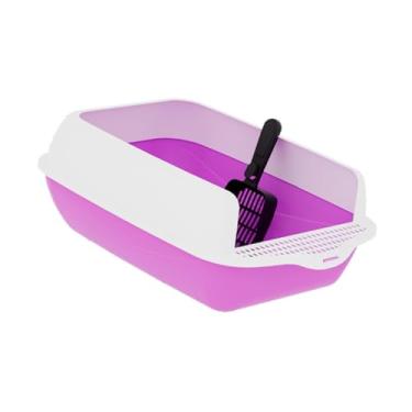 Imagem de Baoblaze Bandeja de ninhada de lixo de areia da caixa de areia de caixa de areia, bandeja de areia de estimação aberta, semi -fechada para viagens de quarto, Tolet