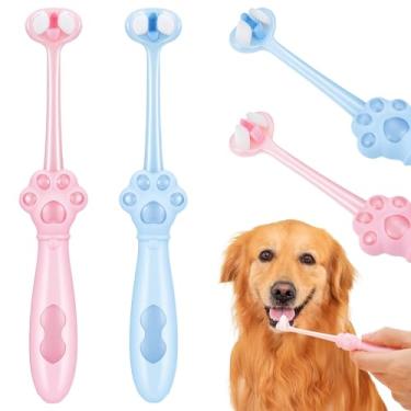Imagem de Ouligay 2 escovas de dentes de três lados para animais de estimação, escova de dentes de 3 lados, escova de dentes de cachorro, escovas de dentes de gatos, adição de mau hálito, tártaro, cuidados com
