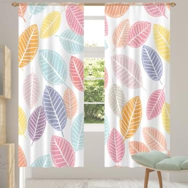 Imagem de 2 conjuntos de painéis folhas lindas cortinas transparentes coloridas e arejadas com filtro leve painéis de cortina leve cortina de porta para janela para sala de estar, quarto, jantar, 84 polegadas
