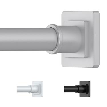 Imagem de UIOSANRT Varão de cortina de chuveiro prateado, 79 a 139 cm, antiderrapante, com tensão, sem broca, haste de tensão de mola, haste de cortina de tensão ajustável para janelas, banheiro