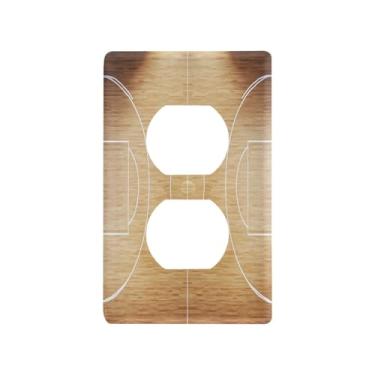 Imagem de Blueangle Placa de parede para quadra de basquete, tamanho padrão, placas de cobertura de tomada elétrica de 1 gangue para decoração de quarto de escritório em casa, 4,53 x 2,76 polegadas (49)