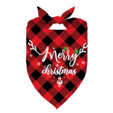Imagem de Bandana de Natal para cães, boneco de neve, estampa triangular, lenço para animais de estimação, xadrez vermelho, ajustável, confortável, para cães pequenos e médios e gatos