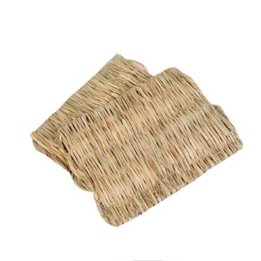 Imagem de Tcrogsciss Tapete de tecido de grama natural, tapete de coelho para animais pequenos, coelhinho, ninho, brinquedo de mastigar, cama, brinquedo para brincar para porquinho-da-índia, papagaio, coelho