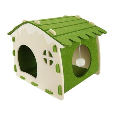 Imagem de IEUDNS Arranhador para gatos, abrigo para gatinhos, privacidade, arranhador para uso interno, cama de dormir antiderrapante (fácil de montar) para gatos de, Verde