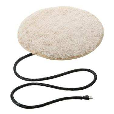 Imagem de Generic Tapete térmico para gatos, cobertor elétrico redondo de pelúcia, confortável para uso interno, ideal para gatinhos, coelhos, pequenos animais de, Bege