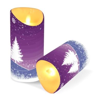 Imagem de Blueangle Pacote com 2 velas brancas para árvores de Natal sem chama com controle remoto e temporizador, velas LED cintilantes (7,6 cm x 9,9 cm) para decoração de casa, casamento, acampamento (128)
