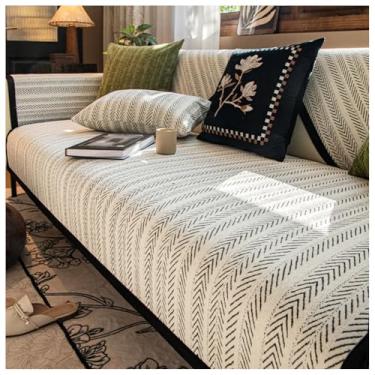 Imagem de SPXMQSS Capa de sofá para sofá, seccional, macia, de chenille, antiderrapante, capa de sofá, 1/2/3/4 lugares, universal, em forma de L, protetor de sofá grosso A 90 x 260 cm