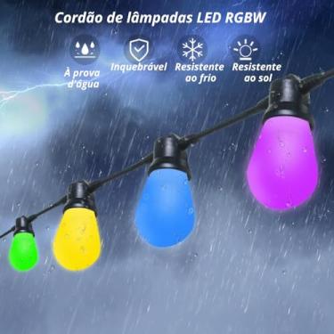 Imagem de Varal de Luzes LED RGB 10m com Controle Remoto e Bluetooth – Iluminação Decorativa Interna e Externa, Modos de Cor, À Prova d’Água, Resistente ao Clima, Perfeito para Festas e Ambientes Aconchegantes
