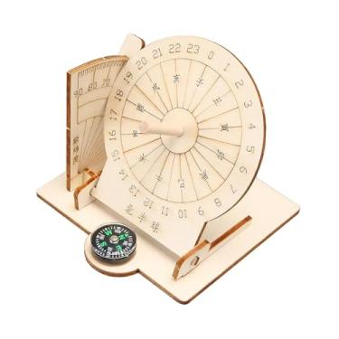 Imagem de oshhni Modelo de relógio de sol de madeira para projetos escolares, faça você mesmo, decoração de mesa estilo antigo, brinquedo educativo para meninos,
