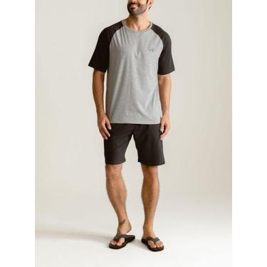 Imagem de Pijama Curto Groh 414101 Masculino Raglan Com Bolsos Algodão T. P/GG, 