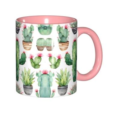 Imagem de Flamingo Plantas Suculentas Impressão Criativa Canecas de Café, Personalizadas, Presente para Família, Tamanho 325 ml, Unissex