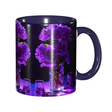 Imagem de Zeraoke Caneca de café criativa com estampa de flores roxas, personalizadas, presente para família, tamanho de 325 ml, unissex