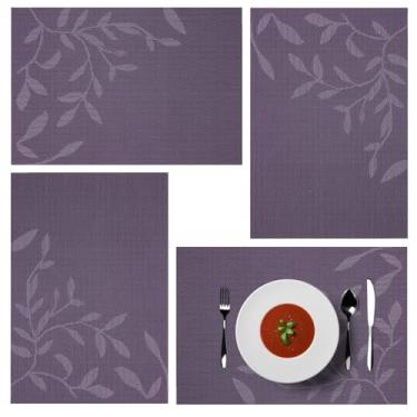 Imagem de Jogo americano, jogo americano para mesa de jantar, conjunto de 4, tapetes de mesa de cozinha, resistentes ao calor, antiderrapantes, laváveis, de vinil, para decoração de mesa de sala de jantar