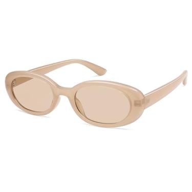 Imagem de Óculos de sol oval retrô moderno feminino masculino anos 90 clássico vintage estreito AR82276, Marrom/Marrom