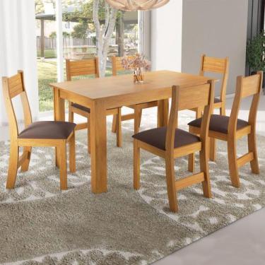 Imagem de Mesa de Jantar 6 Lugares Andy Mel/Fume - Viero Móveis, Moderno, Marrom