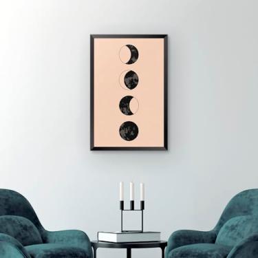 Imagem de quadro lua cresente 60x40 rosa e preto minimalista