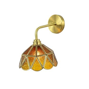 Imagem de Arandela de parede japonesa moderna em latão, estilo nórdico, ideal para cabeceira, sala de estar, quarto, corredor e varanda, soquete E27, C.