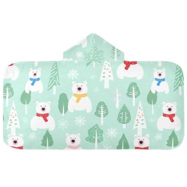 Imagem de Burbuja Toalha de banho com capuz de laço rosa para crianças, toalha de praia de pelúcia macia absorvente para chá de meninas e meninos 3-10 anos, 61 x 127 cm