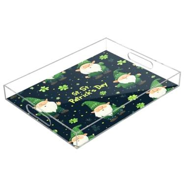 Imagem de STAYTOP Bandeja de servir de acrílico fofa Gnomo, 15,7 x 11,20 cm, à prova de derramamento, organizador de bancada para café da manhã, chá, comida, maquiagem