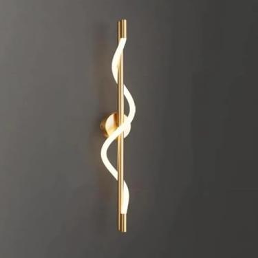 Imagem de Luminária de parede LED 12W para interiores, moderna, em espiral, com intensidade regulável, 3 cores de luz, ideal para cabeceira, com design curvo e decorativo, para corredores. Luminária l
