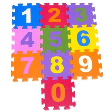 Imagem de Tapete Infantil EVA 5mm Kit Com 10 unidades 28x28 Numérico-Unissex
