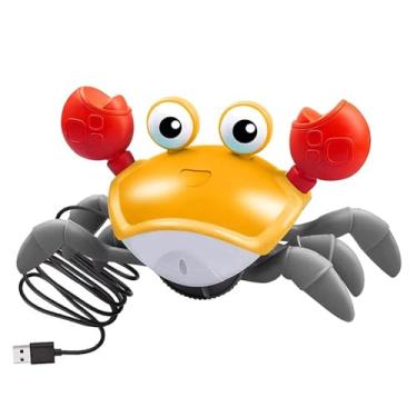Imagem de Caranguejo Fujão Sensorial com Luzes LED e Melodias, Brinquedo Interativo USB, Plástico, 23cm x 13cm, Estimula Engatinhar e Coordenação