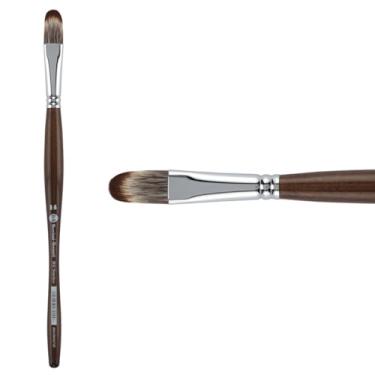 Imagem de Borciani e Bonazzi Pincel sintético Unico Mongoose Artist – Série 802 Filbert – Tamanho nº 14 – Aquarelas, óleo e tinta acrílica – Feito à mão na Itália, design antiderrapante, cabo médio ergonômico