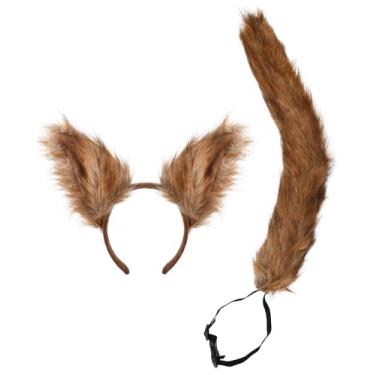 Imagem de KINTOMG Squirrel Costume Accessory Set for Kids and Adults, Brown Furry Ears Headband and Tail, 2-Piece