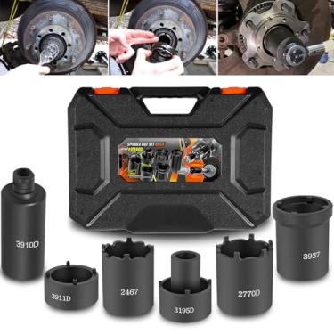 Imagem de Conjunto de soquete de porca de eixo 41660D, 6 peças de soquete de porca de cubo de eixo 4WD removedor extrator de eixo 1/5.1 cm Drive para Ford Dana 44 50 80, F-series 1/2-, 3/4 e caminhões de 1