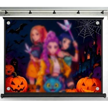 Imagem de Pano de fundo para fotos de caçadores de filmes de demônios | Faixa de 2,4 x 1,8 m para crianças, tema cosplay, decoração de festa, Halloween, eventos, ventiladores, decoração de parede, adereços de