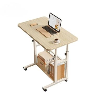 Imagem de Mesa Multiuso Ajustável De Altura Móvel Com Rodas Estilo Minimalista Para Notebook Estudos Quarto E Cama