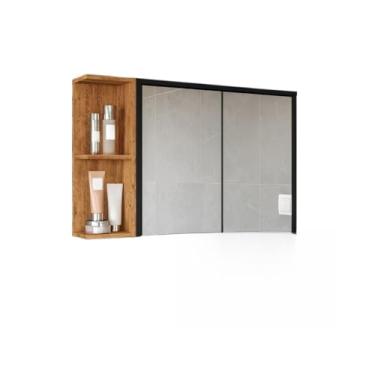 Imagem de Mobília armário do banheiro espelhos aéreos 1 porta com parte inferior do espelho(BRANCO/NATURE)