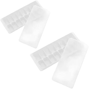 Imagem de Forma de gelo de plastico branco, 16 cubos, congelamento facil, perfeita, util, barata, grande, facil