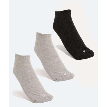 Imagem de Kit 3 Pares Meias Cano Curto Masculina MR-17751, Cinza, Preto, 39/43