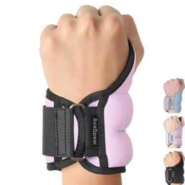 Imagem de AceSpear Pesos de pulso com trava de polegar para homens e mulheres, 500 g x 2 1,4 kg x 2 luvas de peso no tornozelo para corrida, treinamento de força, exercícios de caminhada (lavanda, 2 kg x 2)