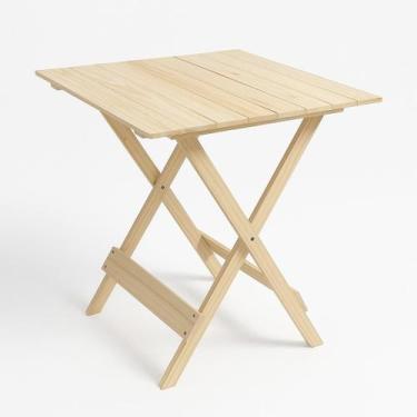 Imagem de Mesa Dobrável Pinus 60x60 cm com Tampo Quadrado 74 cm Altura  Leve e R