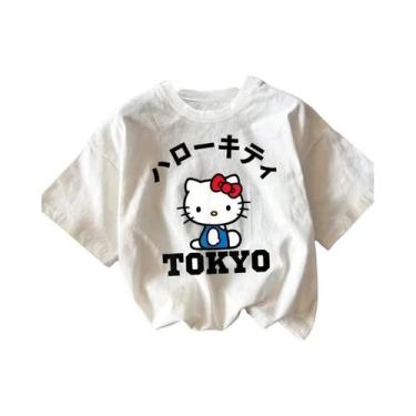 Imagem de Camiseta De Algodão Com Estampa De Letras Japonesas Hello Kitty Para M