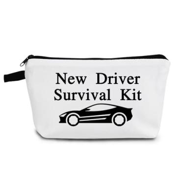 Imagem de YULUENZE Kit de sobrevivência para motorista bolsa de cosméticos pequena bolsa organizadora de maquiagem com zíper novo presente para motorista bolsa de maquiagem presente para mulheres amigas