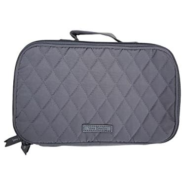 Imagem de Vera Bradley Estojo de maquiagem icônico médio para blush e pincel, Cinza carbono, Estojo de maquiagem icônico médio para blush e pincel