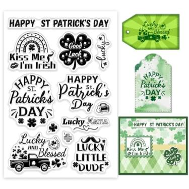 Imagem de 1 folha de carimbos transparentes de plástico PVC, carimbo de silicone com tema de palavras, estampa de trevo de silicone transparente para álbum de fotos faça você mesmo, para fazer cartões