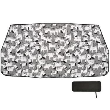 Imagem de Guarda-sol engraçado Zebras Doodle para para-brisa de carro bloqueio UV protetor solar para para-brisa de carro 147.3 cm x 75.4 cm
