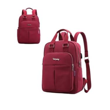 Imagem de Mochila Feminino Multifuncional Notebook Viagem Com Usb (Bordô)