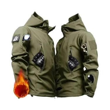Imagem de Conjunto Tático Masculino Camuflado Impermeável Soft Shell De Inverno 