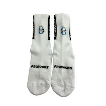 Imagem de Meião Futebol Prosocks Ultragrip Grêmio/Internacional, Branco, Preto, 