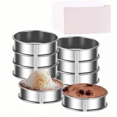 Imagem de KUAYB 8 anéis para muffins ingleses de aço inoxidável de 8 cm, anel redondo de metal antiaderente para cozinhar na cozinha