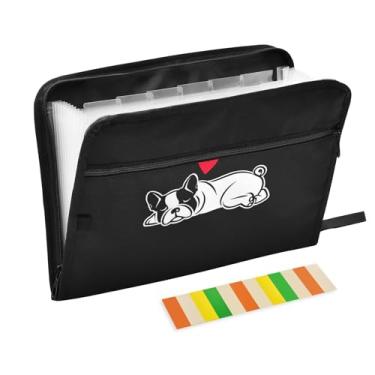 Imagem de Simple Line Pastas de arquivo expansíveis para cães com zíper e bolso frontal para tamanho carta e tamanho A4 para material de escritório escolar