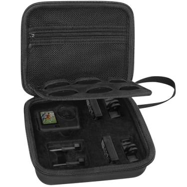 Imagem de Geekria Estojo de transporte para Osmo Action 6, compatível com DJI Osmo Action 5 Pro, capa protetora de 4, 3 câmeras, bolsa rígida de armazenamento de viagem com armazenamento de cabo e filtro (preto