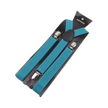 Imagem de Suspensórios Ajustáveis De Couro Elástico Em Cores Sólidas Para Homens